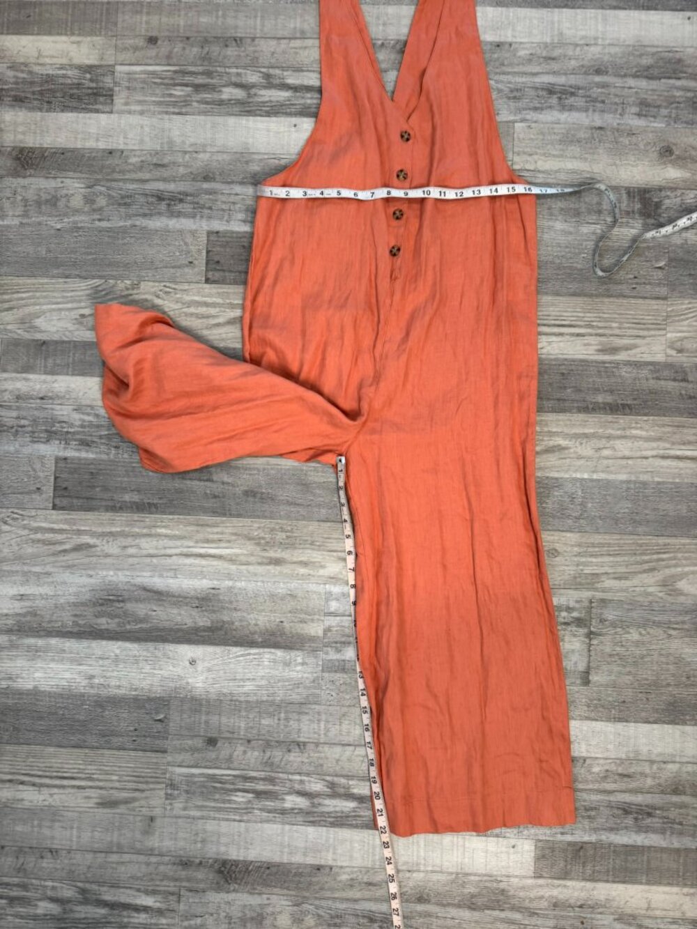 Rhythm Terracotta Linen Wide Leg Jumpsuit Size 8 Sleeveless I38 - Picture 6 of 8